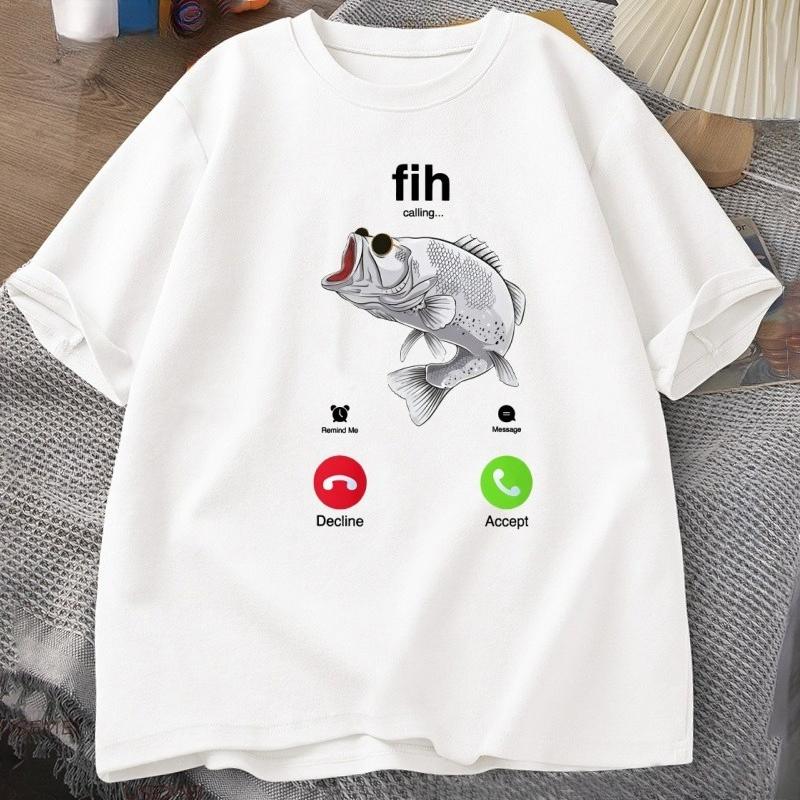 

Fih Calling T-Shirt Funny Fish Is Calling Silly T Shirt Fish Pun Shirt for FisherUnisex Clothes Unisex Casual Cotton Short Sleeve Tops 4XL