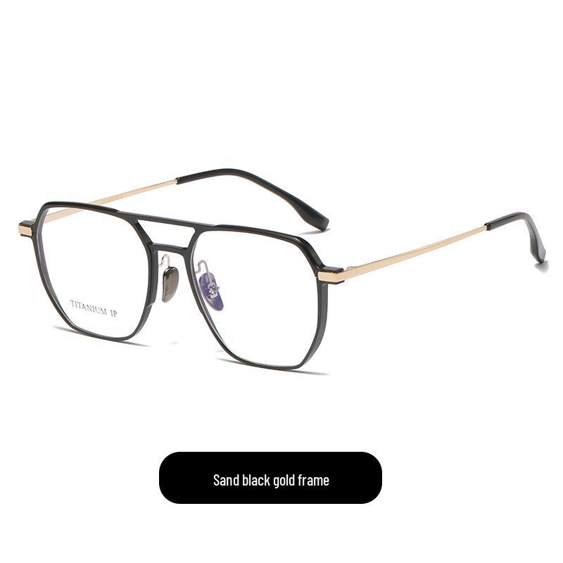 Retro Double Bridge Men s Large Ultra-Light Aluminum-Magnesium-Titanium Glasses Frame with Myopia Prescription Lenses.