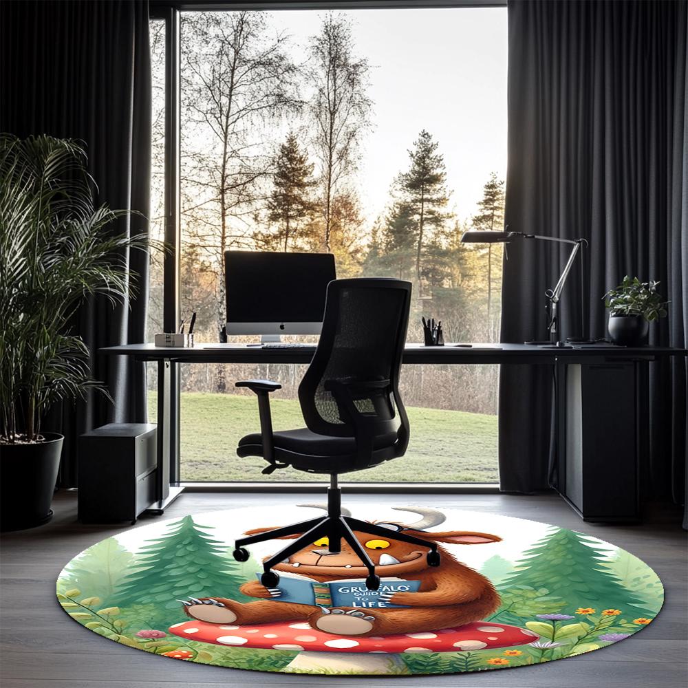 The Gruffalo Printed Round Rug Carpet Chair Rug Area Rug Entryway Doormats,for Office Chair Living Room Bedroom Kitchen Room.