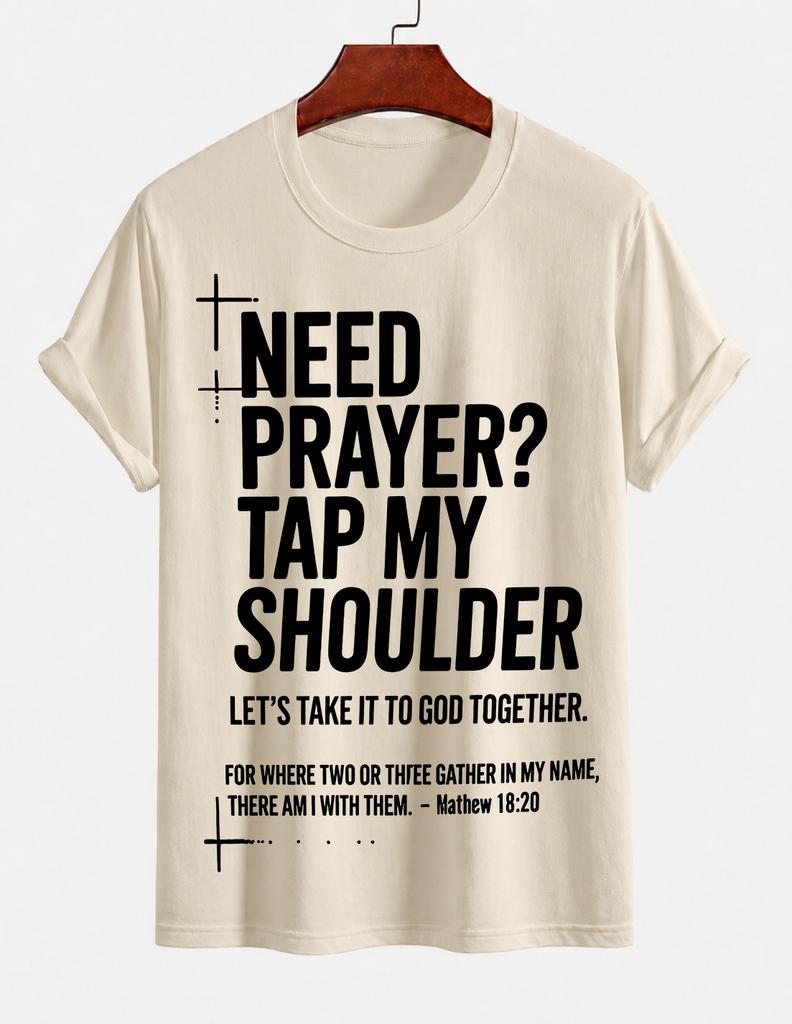 2026 New Pure Cotton Tshirt Need Prayer Pat My Shoulder Christian Printed Crew Neck Short Sleeve Casual Top