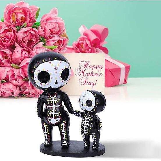 Sugar Skull Decor - Sugar Skull Couple Statue for Halloween Home Decor - Day of The Dead Decor for Home - Resin Crafts Skeleton Memorial Sculpture -