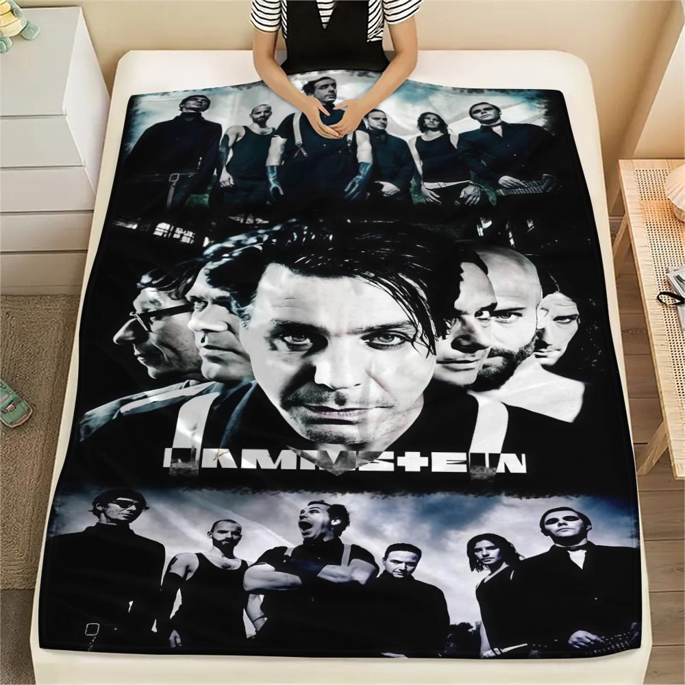 1PC Rammstein Band Print Flannel Blanket, High Quality All Seasons, Home Decor, Warmth and Comfort, Perfect for Christmas Gifts