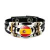 Factory National Country Flag Design Bracelet Crystal Bead Snap Button Sports National Team Jewelry Gift Leather Wrap Bracelet