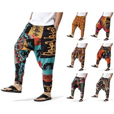 Pantalones Harem de algodón sueltos de Yoga coloridos elfo estilo arte bohemio pantalones caídos de entrepierna pantalones de ardilla voladora pantalones de Hip Hop para hombres