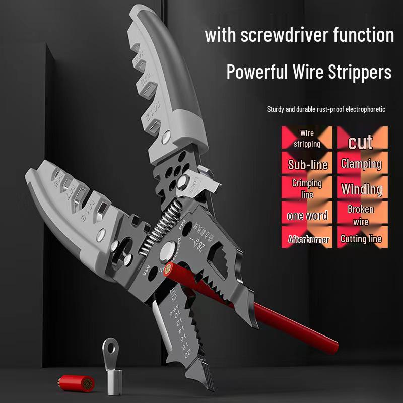 Multifunctional Electrician Wire Stripper & Crimper - 28-in-1 Tool for Wire Looping, Splitting, Skinning, and Cutting