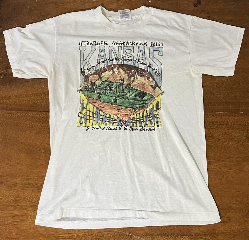Vintage Single Stitch 1994 Kansas Vietnam Veterans Reunion Hanes T Shirt Medium Unisex T-Shirt S