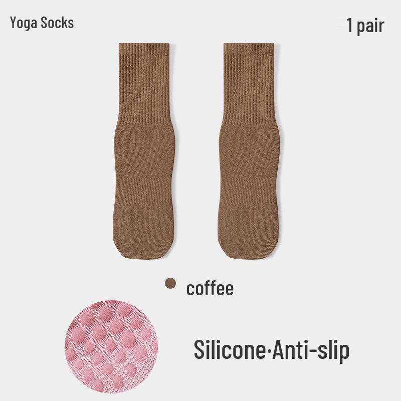 

Women s Non-Slip, Sweat-Absorbent Mid-Calf Yoga & Pilates Socks - All-in-One, Seamless, Universal Fitness Socks for All Seasons One Size хаки