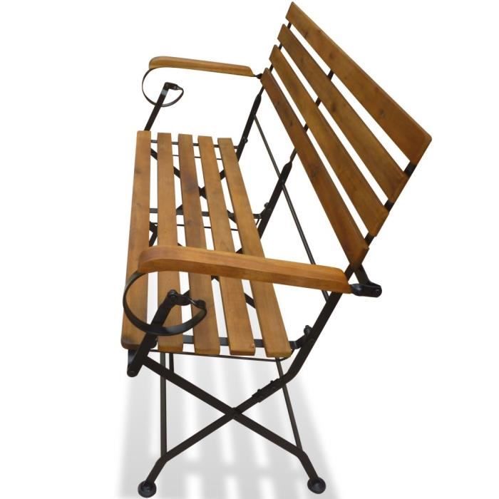 Foldable Bench - vidaXL - 112 Cm - Acacia Wood - Weather-resistant - Classic Design