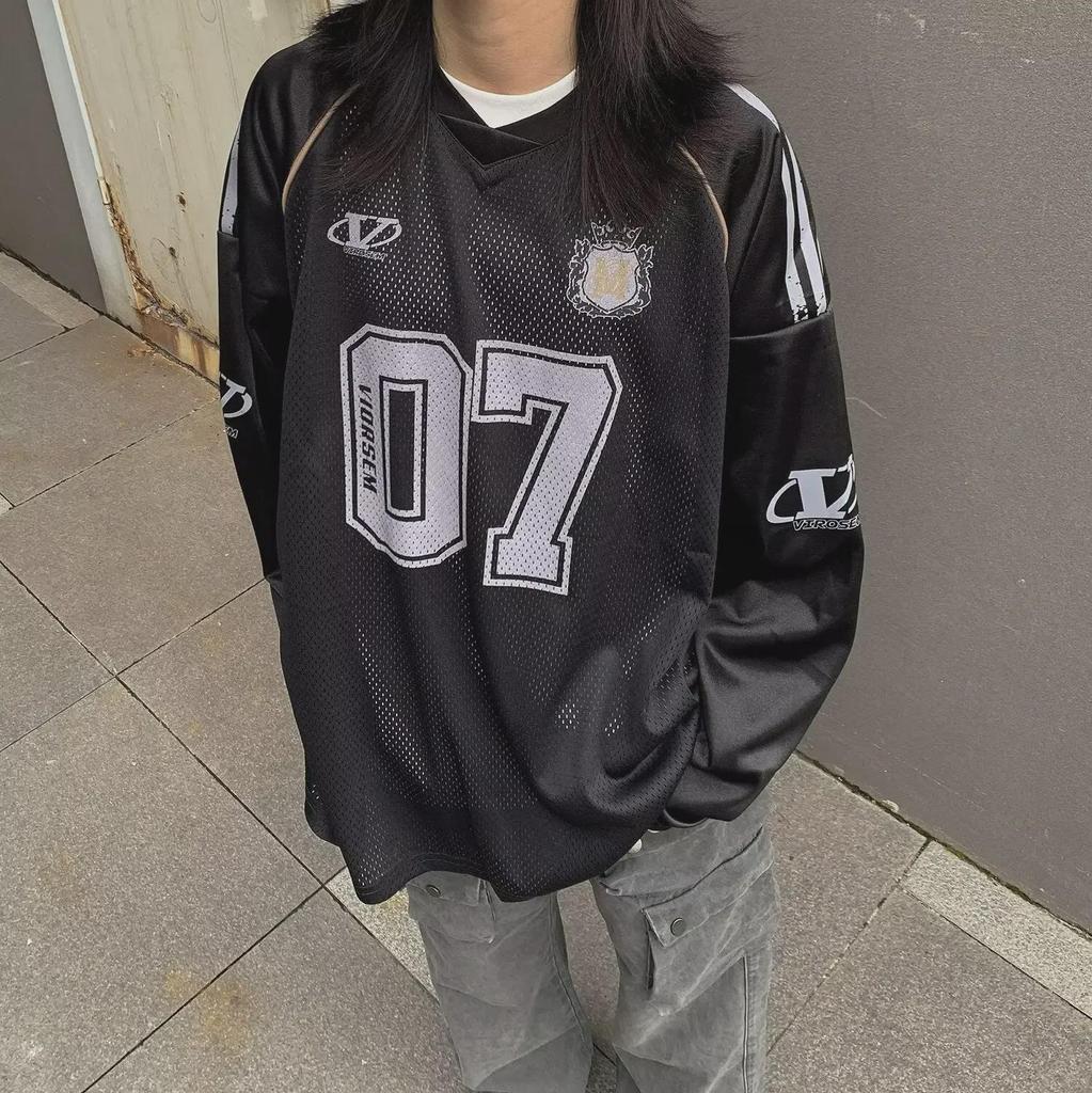 Pánský volný hiphopový graffiti síťovaný top s dlouhým rukávem