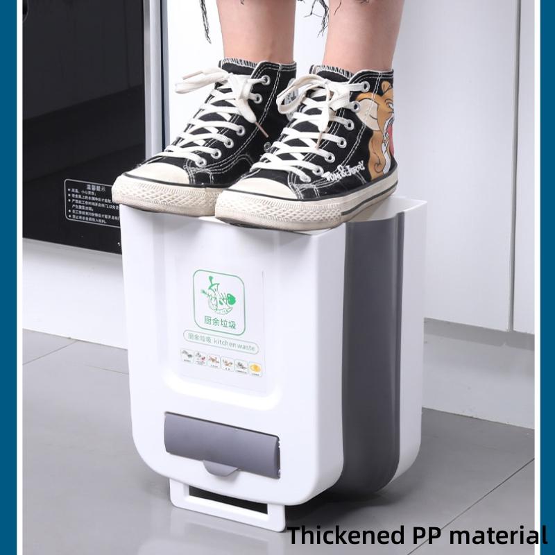 1pcs Hanging Kitchen Folding Trash Can Household Cabinet Hanging Storage Trash Basket Creative Classification Hanging Trash Can