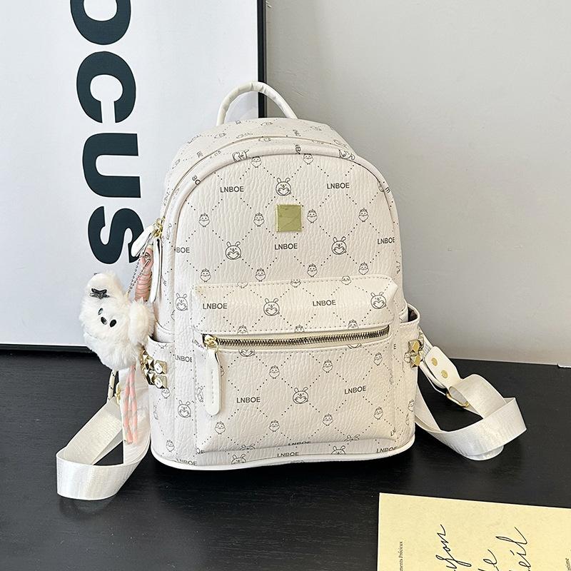 Trend Academy Style Backpack Large Capacity Class School Bag Soft Leather Texture Lightweight Backpack Female