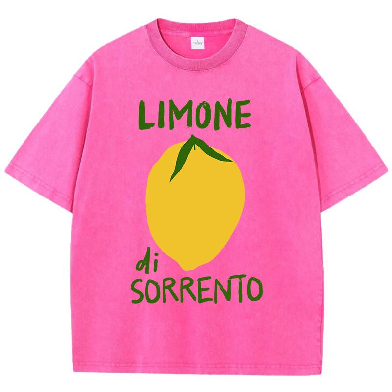 

Limone Di Sorrento Printing Washed TShirts Womens Cotton Tops ONeck Comfortable Distressed T Shirts Fashion Womans Clothes S