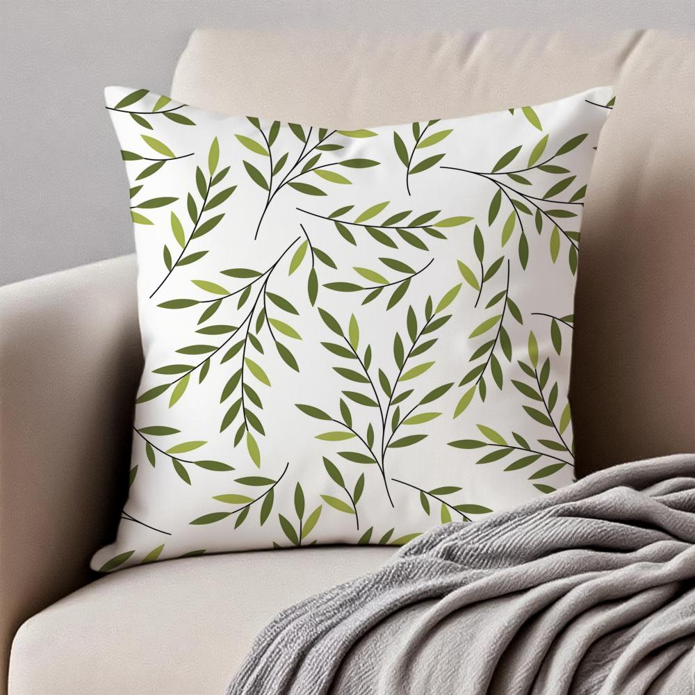 Modern style Leaf Cushion Cover Pillowcase Antidustmite Invisible Zipper Short Plush Sofa Cushion