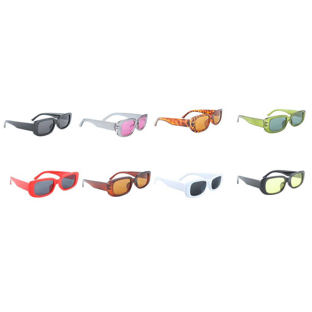8Pcs Small Frame Vintage Sunglasses Casual Retro Style Rectangular Sunglasses for Men Women