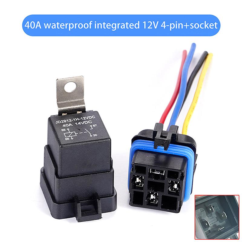 1 Set Car Relay With Socket Dc 12/24V 40A 4/5Pin Amp Waterproof Relay Harness Tinned Copper Wires 5-Pin Spdt For Boat Auto Fan