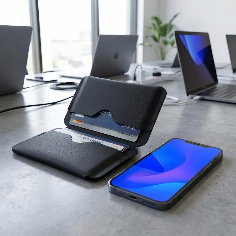 Mini Folding ID Card Case with Magnetic Coin Purse Compact Wallet for Daily Business and Commuting