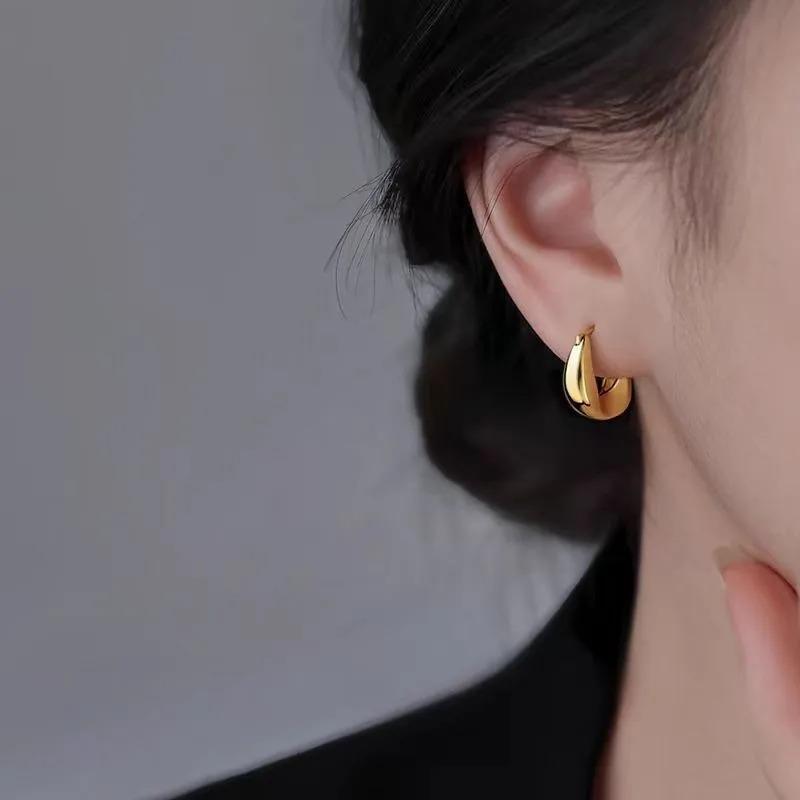 Vintage 925 Sterling Silver Earrings for Women Girls Ear Hoop Versatile Round Circle Drop Earrings Fashion Party Jewery Gifts