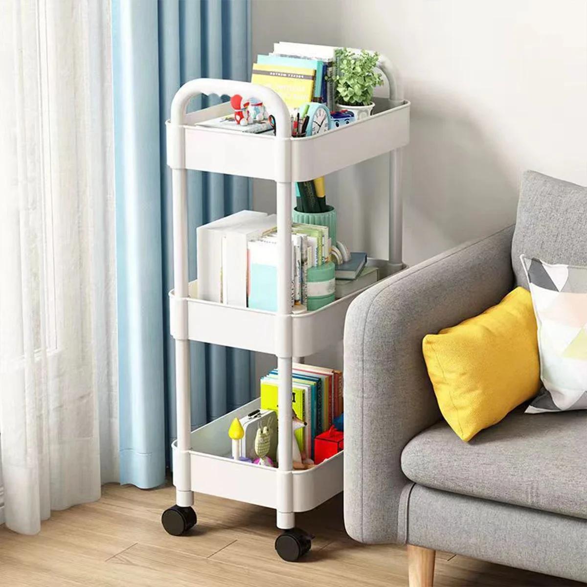 

1 шт. - Тележка Стойка для хранения Кухня Спальня Ванная комната Напольная Многоярусная Стойка для хранения белый
