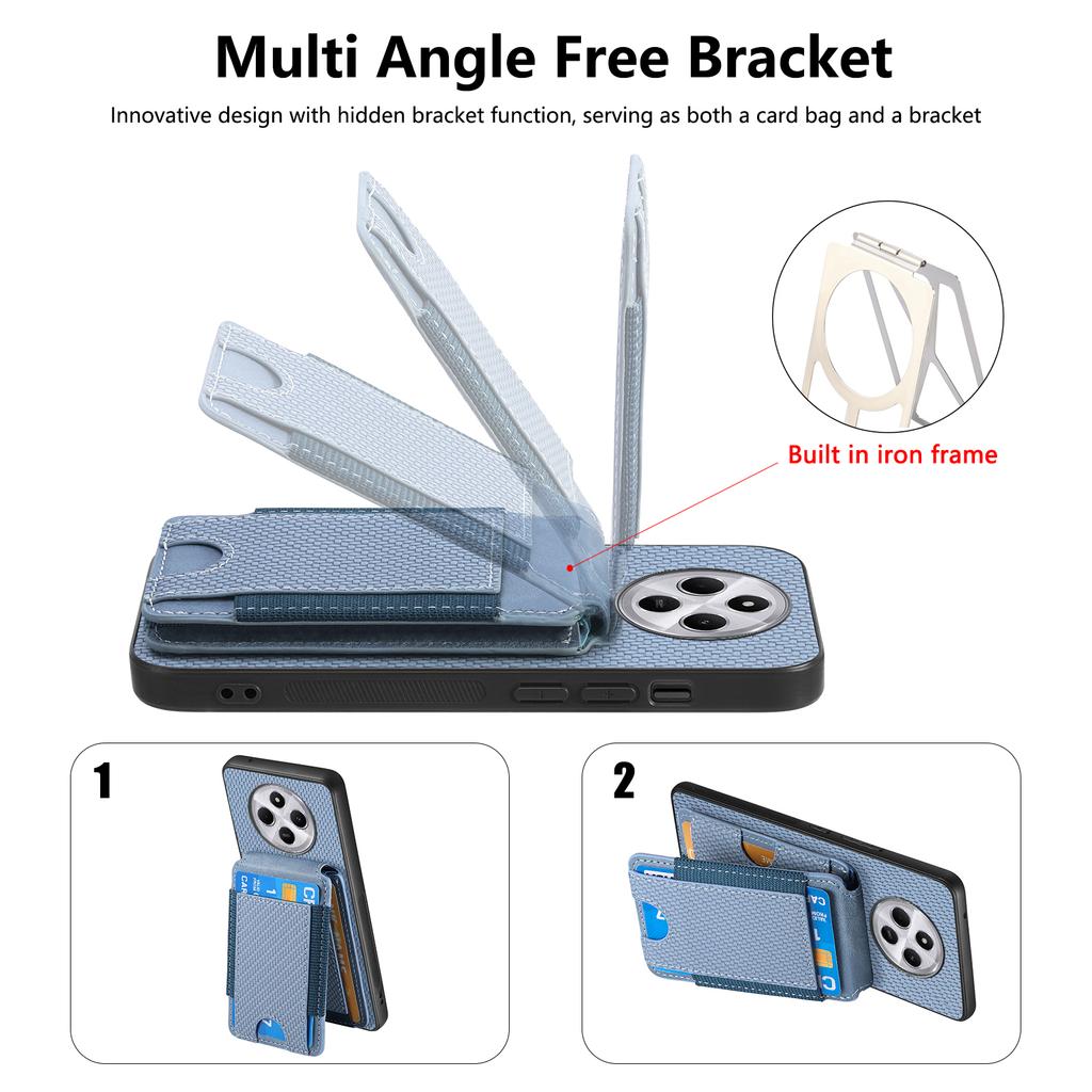 Case with Card Holder For Xiaomi Redmi 14C 4G/14R 5G/Poco C75 4G Leather+PC+TPU Kickstand Phone Cover