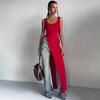 Women's 2025 Summer Fashion: Street Style Slit Shoulder Strap Camisole Long Vest