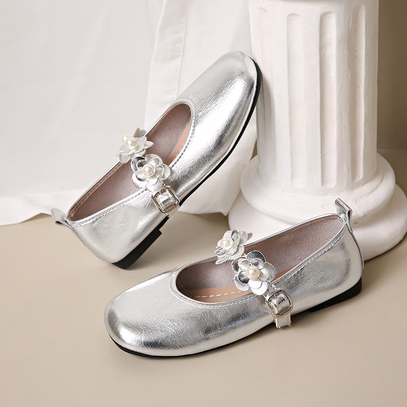 

2025 new spring and summer square head silver pearl ballet Mary Jane single shoes women s shoes black small leather shoes evening shoes 42 серебряный