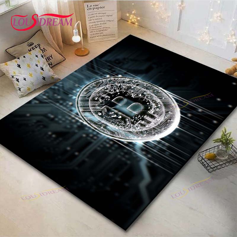 Hot Exquisite 3D Bitcoin BCT Printed Carpet Outdoor Rug Area Rug Non-slip Carpet Bedroom Decor Carpet for Room Gift