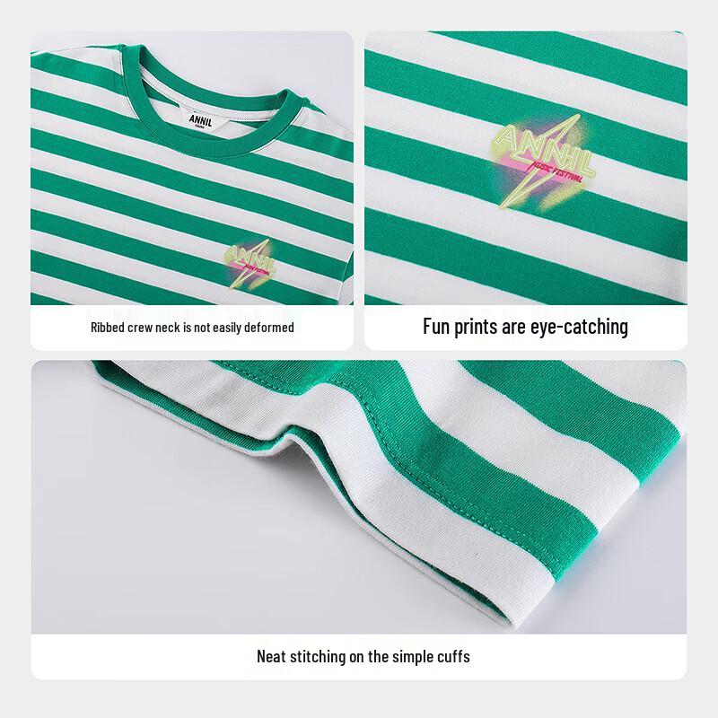 Annil Unisex Kids' Striped Short Sleeve T-Shirt