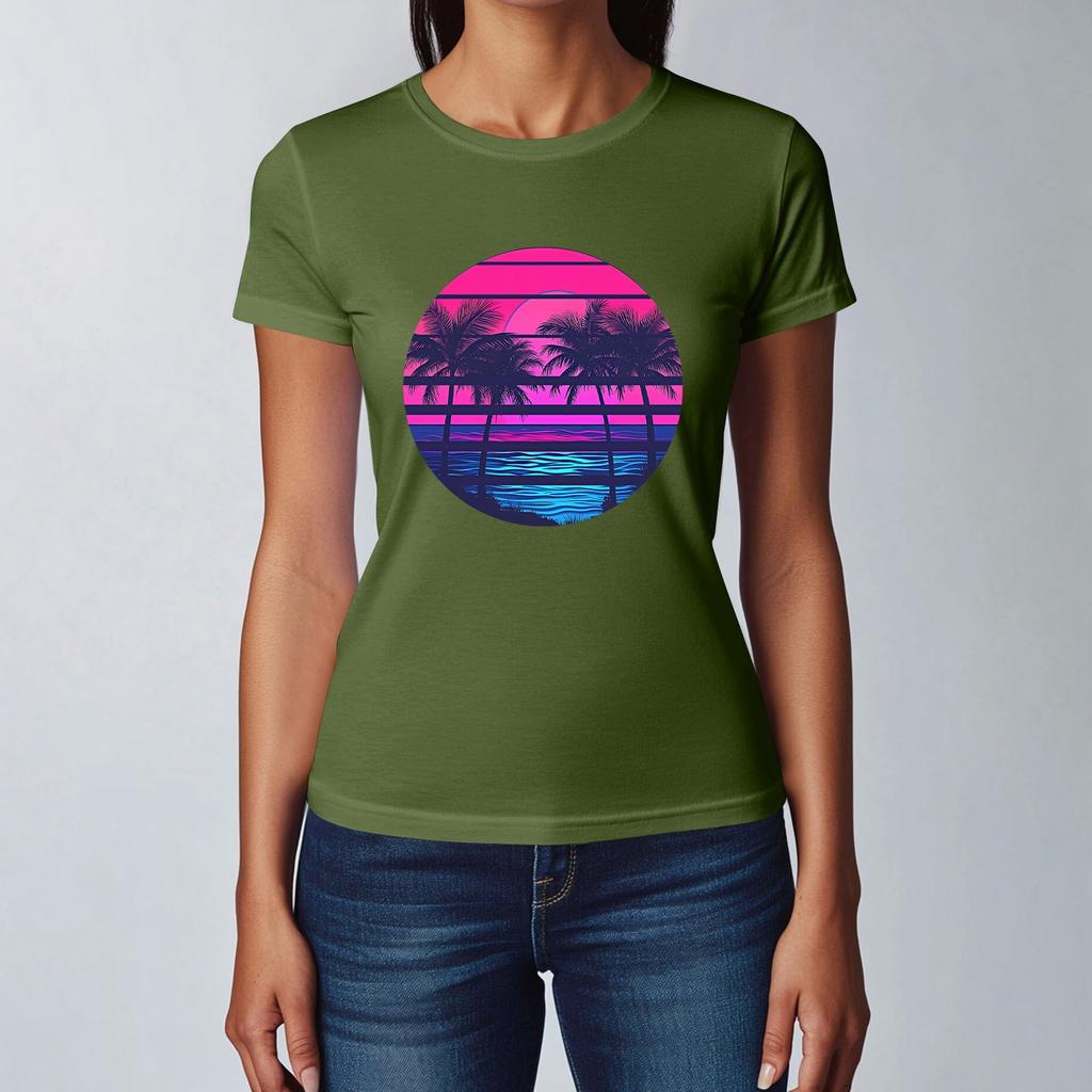 Women's Fashion Casual Printed Short Sleeve Round Neck Pullover Tops