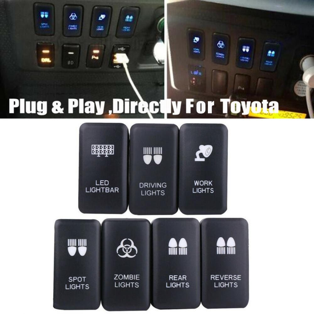 Kit Push Switch ON-OFF Heavy Duty ABS Plastic Single Pole 39x21mm For Toyota 12V