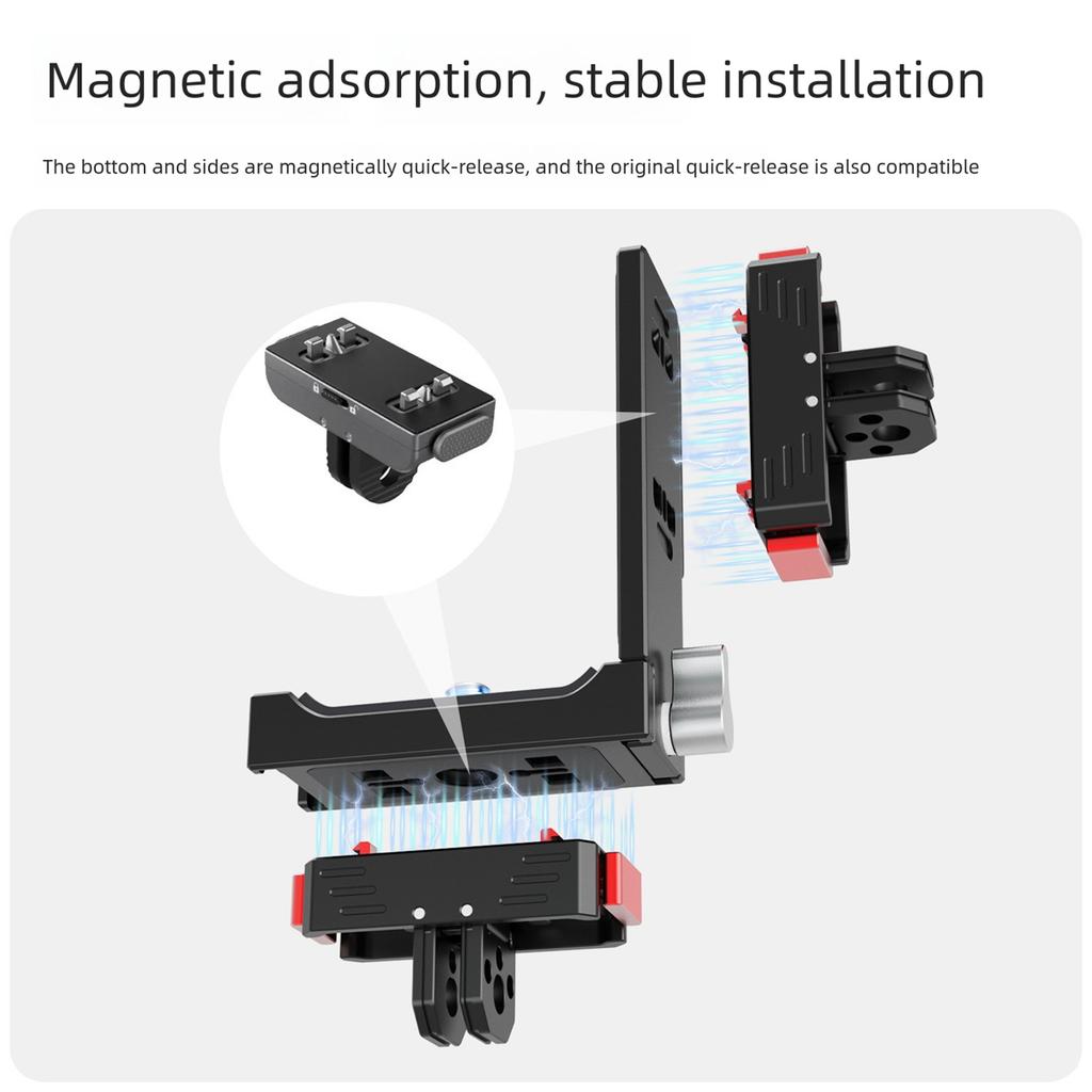 Quick Release Magnetic For Cameras Featuring Cold Shoe Expansion And Landscape Portrait Mode Switching