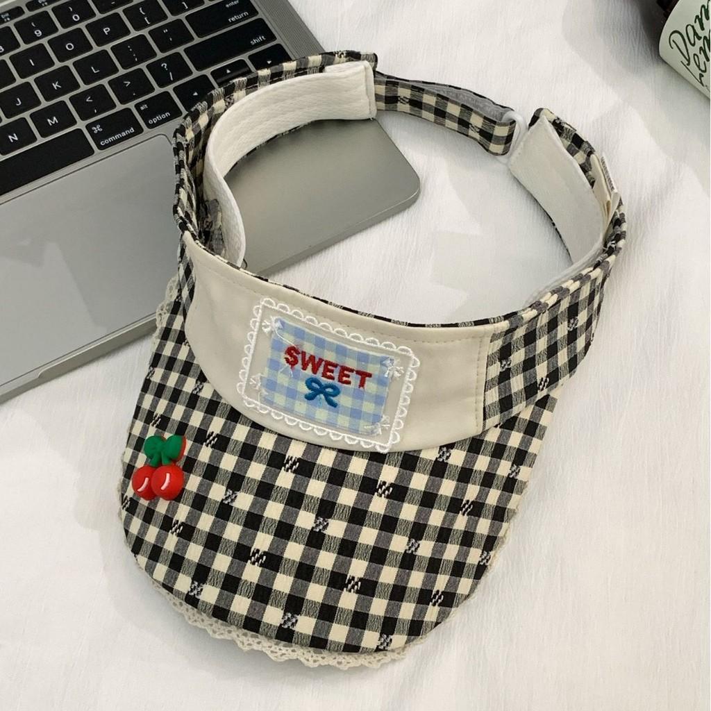Checkered Printed Black Summer Sun Hat Outdoor Sunshade Breathable Cap Duckbill