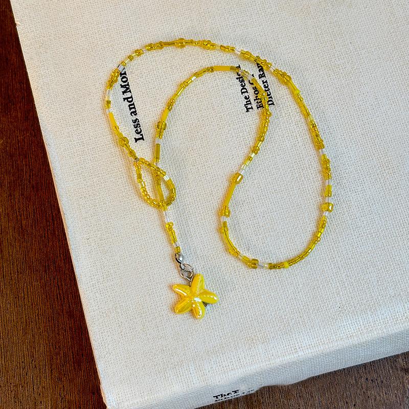 

Стеклянная бусина керамическая морская звезда ракушка кулон ожерелье модное маленькое свежее ключичное ожерелье простое универсальное милое ювелирное изделие женщины
