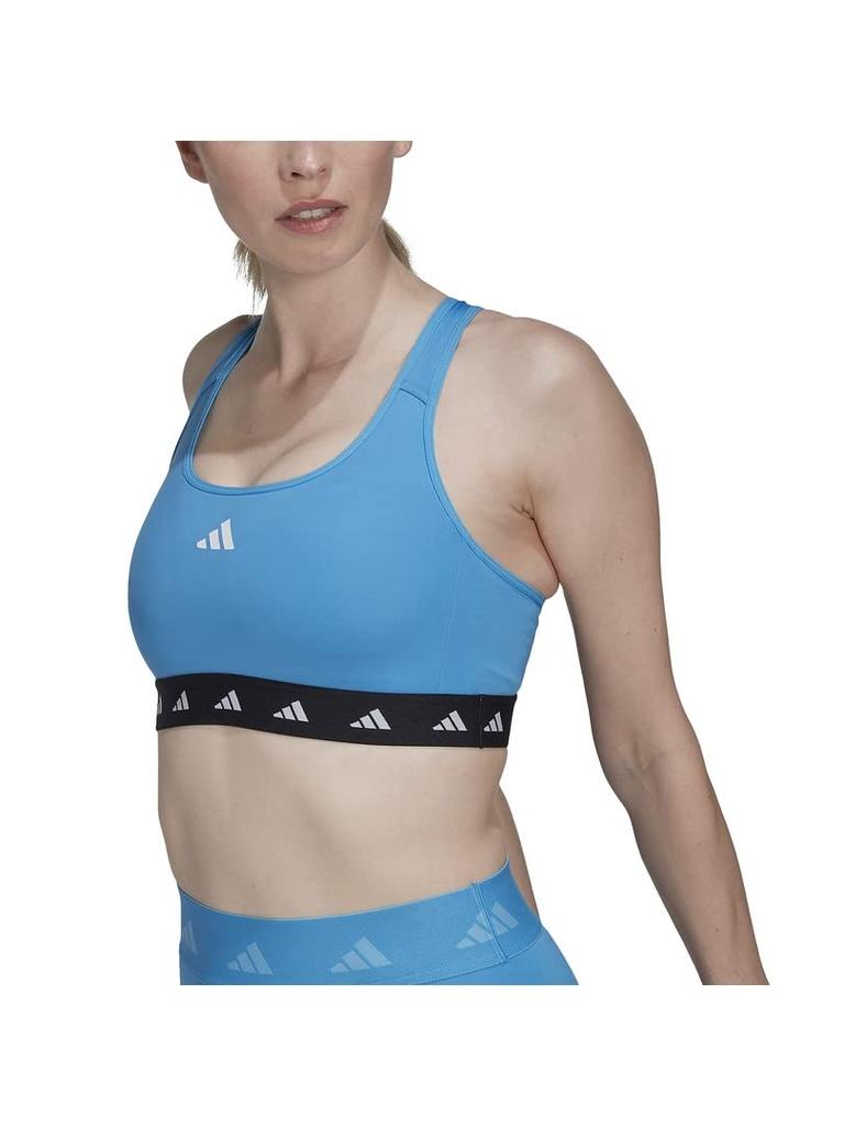 Adidas Powerreact Training TechFit Sports Medium Pulse Size Women's Bra, Support, Blue/Black (HN7277), M-B (AA-B Cup)