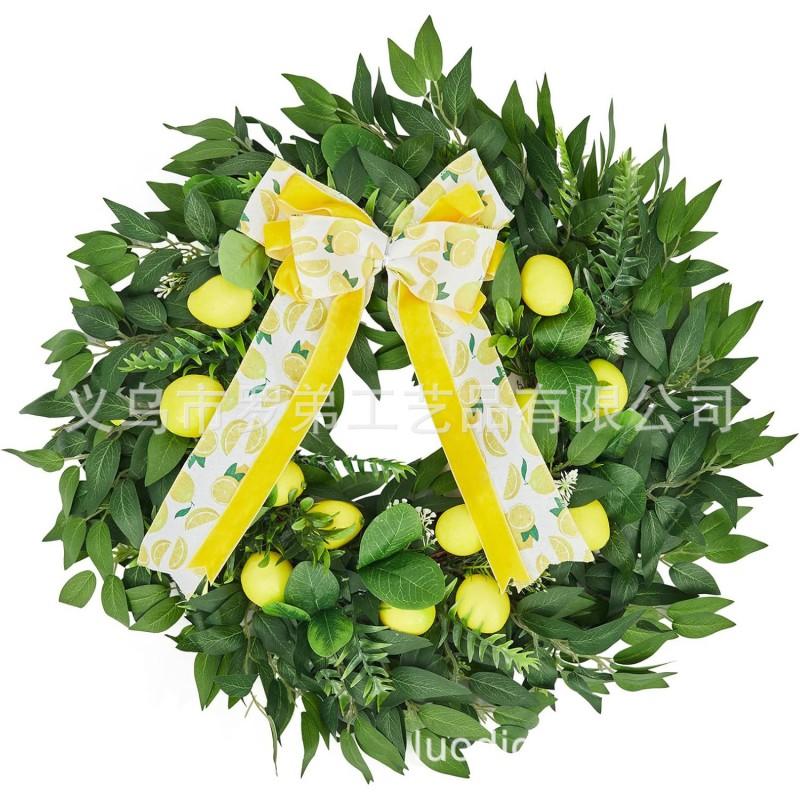 Artificial Lemon Peony Wreath Wall Hanging Decor Door Home Festival Party Decoration