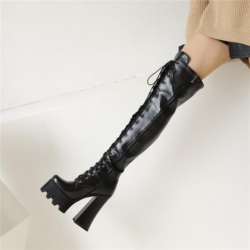 Women's High-heeled Boots, Sexy European and American Style Waterproof Platform Thick-heeled Boots, New Large-size Knee Boots In Autumn and Winter