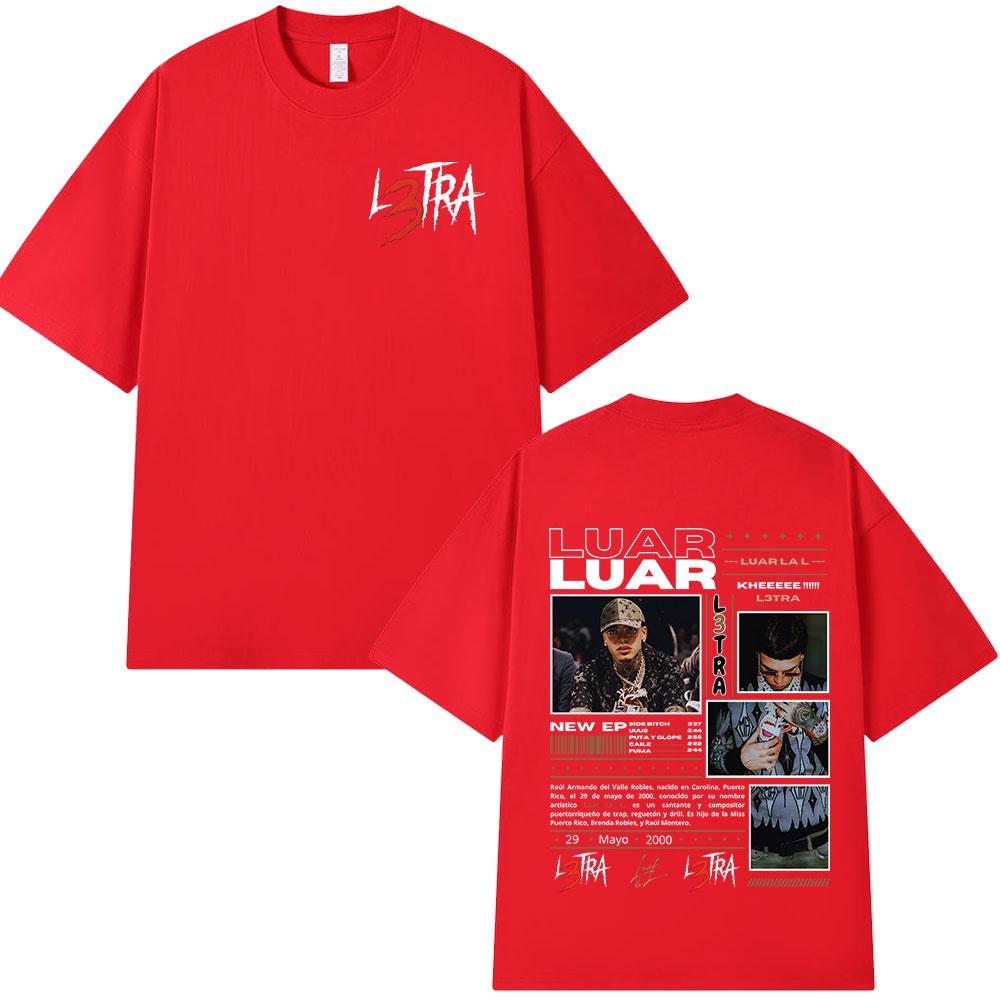 Rapper Luar La L Music Album L3TRA T Shirts Unisex Hip Hop Fashion Short Sleeve Tshirts Vintage Oversized Streetwear Tshirt
