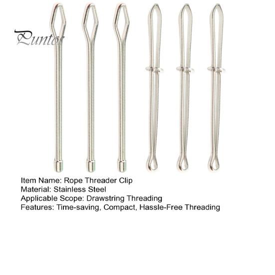 6 Pezzi Clip Infila Cordino Acciaio Inossidabile Strumento Infila Coulisse con Pinzetta Clip Infila Cordino Fai da Te per Coulisse di Felpe Pantaloni Pantaloncini