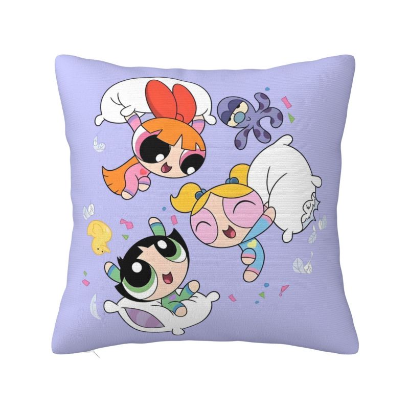Custom Fashion The P-PowerPuffs Girls Cushion Covers 40x40cm Soft Cartoons Pillow Case for Car Square Pillowcase