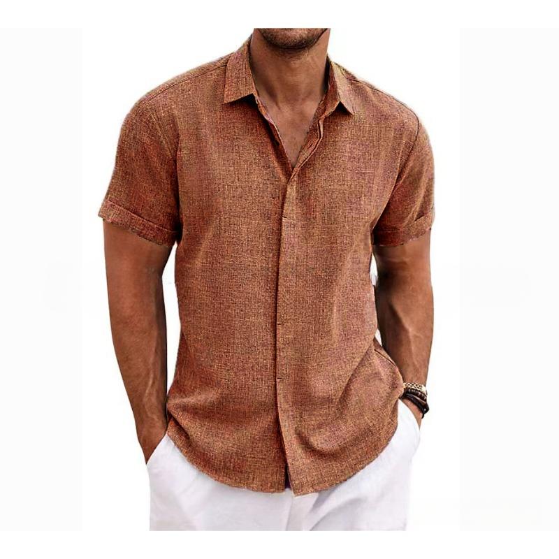 Casual Loose Solid Color Top Men's Short Sleeved Shirts