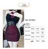 Elegant Halterneck Floral Bodycon Mini Dress with Pleated High-Waist