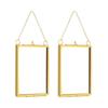 2Pcs Square Metal Glass Photo Frame Wall Hanging Natural Dried Flower Holder Display Frame For Living Room Decoration
