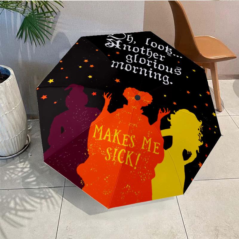 Halloween witch Umbrella Folding umbrella, automatic umbrella 8-Frame for Travel, camping Use Gift for Halloween Christmas