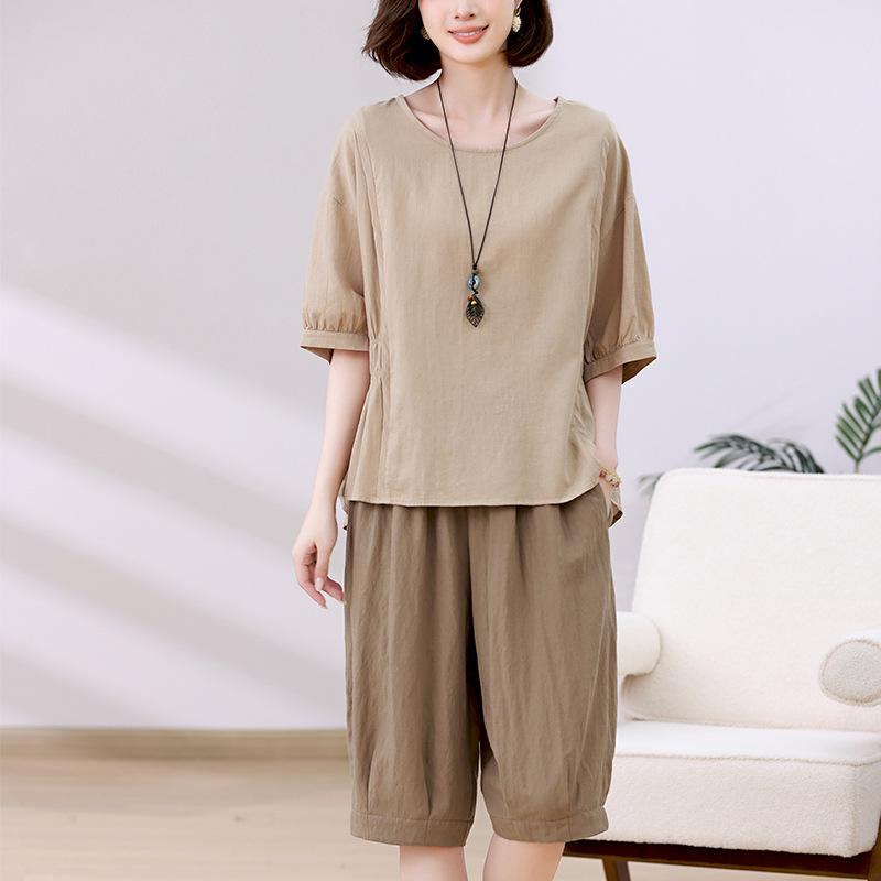 

Стильный летний костюм для женщин 2024: Элегантный подходящий комплект для размеров от маленького до большого, идеально подходящий для модного и молодежного образа. XL (140-160 jin) хаки/бежевый