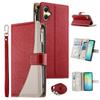 For Samsung Galaxy A06 4G Case Zipper Wallet Color Splicing Leather Flip Phone Cover with Straps