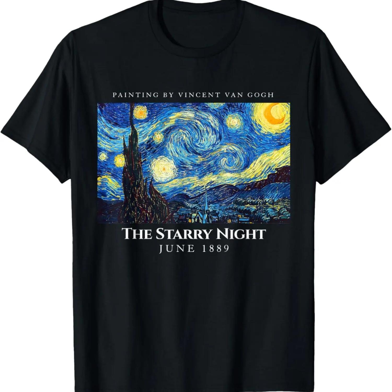 

The Starry Night Tee Shirts, Cool Vincent Van Gogh Painter T-Shirt XXXXXL