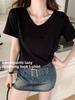 Casual Summer T Shirt For Women With V Neck And Snowflake Cotton Material
