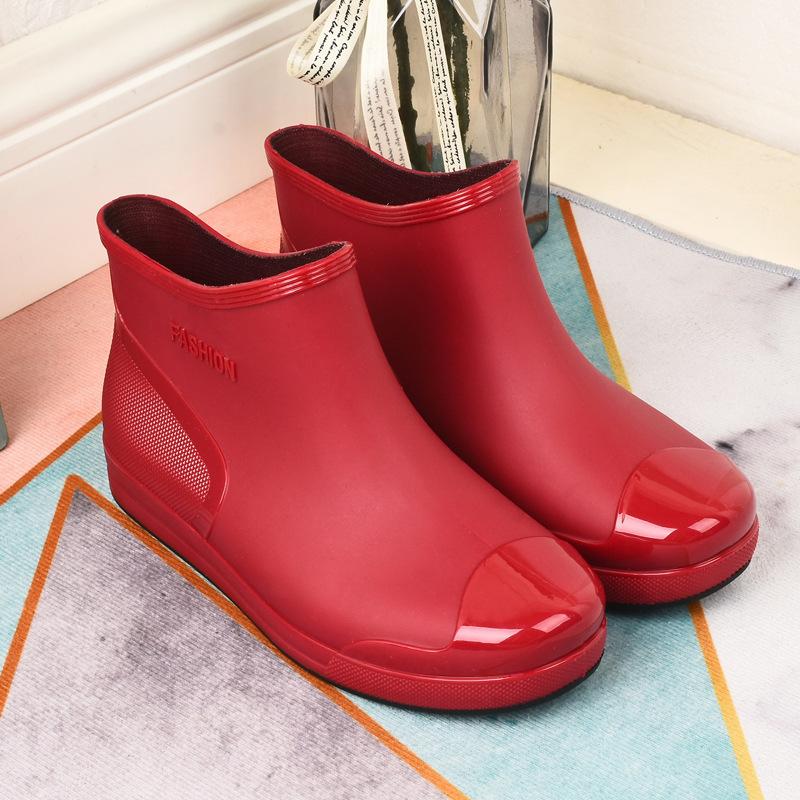 Rain shoes low-top rain boots short tube non-slip velvet water boots thermal cover shoes comfortable wear-resistant youth comfortable