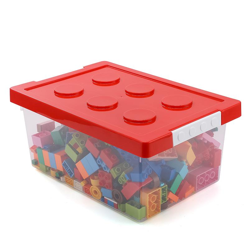 Snap On Building Block Storage Box with Large Capacity Transparent Tape Cover, Classified and Organized Toy Storage Box