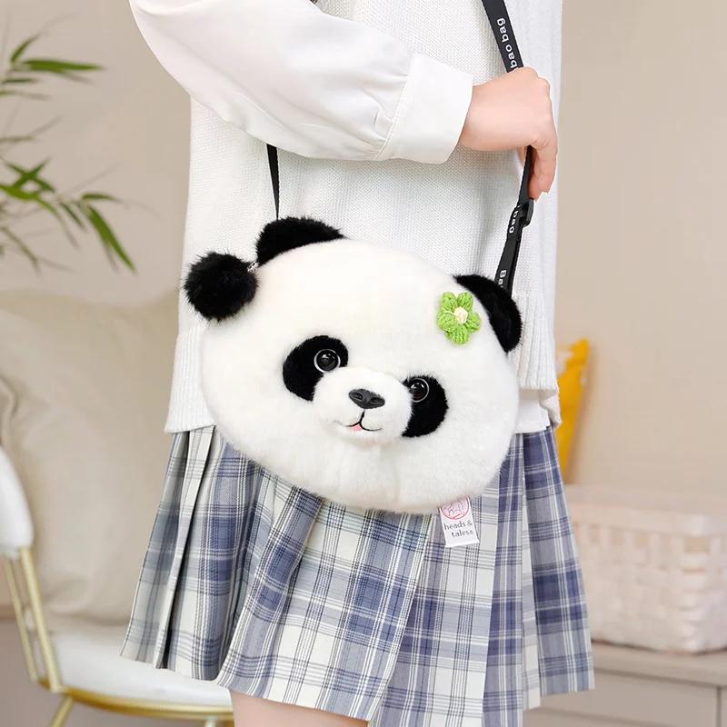 Creative Simulation Cartoon Panda Backpack Plush Toy Stuffed Animal Pet Raccoon Bag for Girls Kids Birthday Xmas Gifts