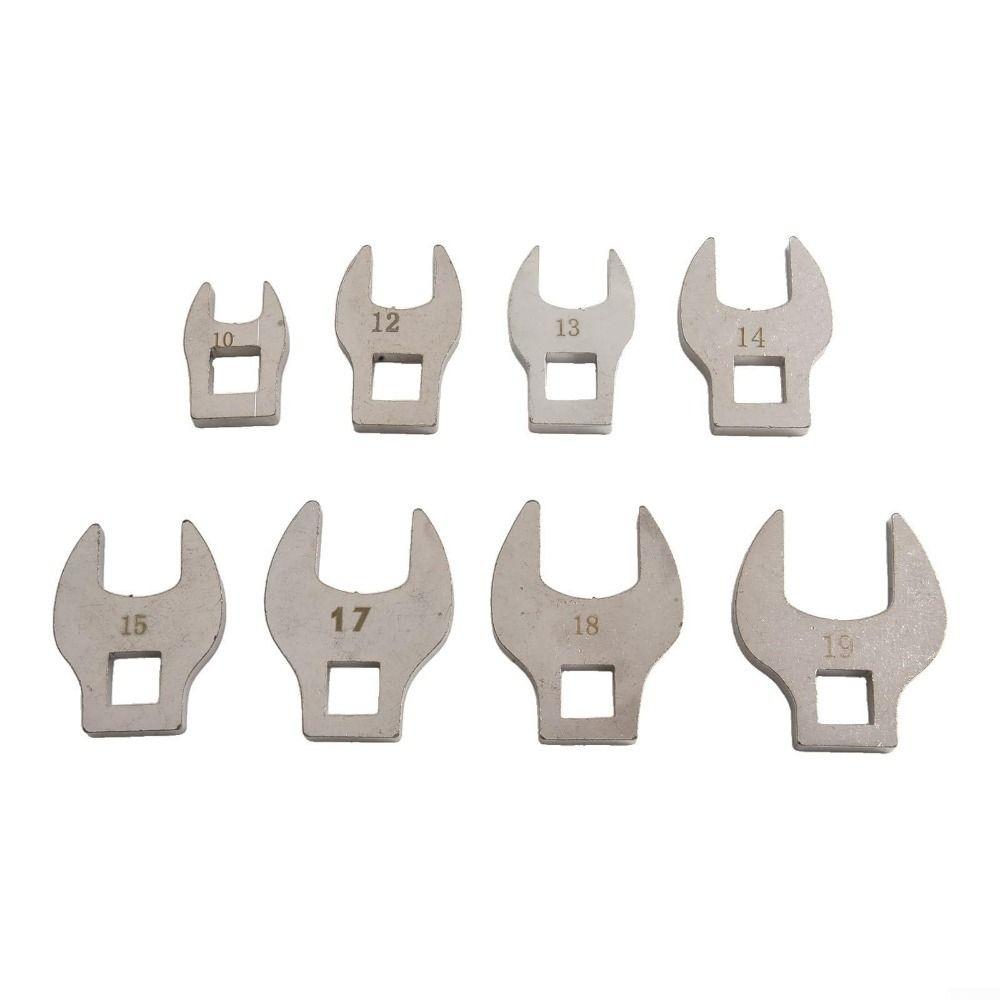 8Pcs 10-19mm Crowfoot Wrench Set Movable Head 3/8" Drive Crowfoot Wrench Set  Hard-To-Reach Areas